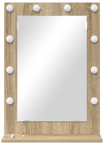 vidaXL Καθρέφτης Τουαλέτας Sonoma oak MDF, Γυαλί 70 x 50 x 18 cm