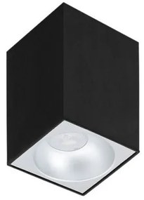 Σποτ Φωτιστικό Οροφής 1xGU10 Ορθογώνιο Downlight Jhonny Viokef-4240701-Μαύρο-Ασημί 4240701