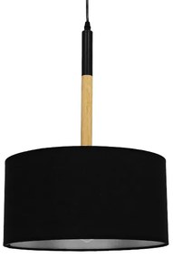 BRONX 01517 Μοντέρνο Κρεμαστό Φωτιστικό Οροφής Μονόφωτο 1 x E27 Μεταλλικό με Μαύρο Καπέλο Φ35 x Y50cm