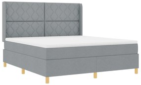 vidaXL Κρεβάτι Box Spring  με Στρώμα Ανοιχτό Γκρι 180x200 εκ Fabrics