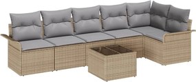 vidaXL Σετ Καναπέ Κήπου με μαξιλάρι 7 pcs Μπεζ συνθετικό ρατάν