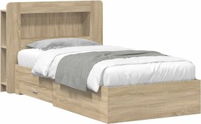 vidaXL Σκελετός κρεβατιού με αποθήκευση Sonoma Δρυς 75 x 190 cm