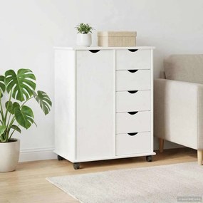 vidaXL Κινητό Ντουλάπι Λευκό 63,5 x 39 x 79 εκ. Στερεό ξύλο πεύκου