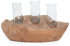 Κηροπήγιο Sampang 0490129 40x18x18cm Clear-Natural Soulworks Ξύλο,Γυαλί