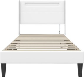 vidaXL Σκελετός Κρεβατιού με κεφαλάρι Λευκό 90 x 190 cm Τεχνητό Δέρμα