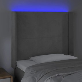 Κεφαλάρι Κρεβατιού LED Ανοιχτό Γκρι 103x16x118/128εκ. Βελούδινο 3123810