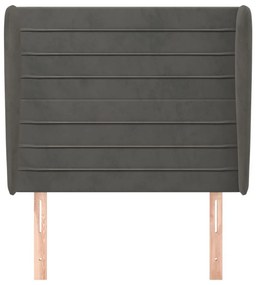 Κεφαλάρι με Πτερύγια Σκούρο Γκρι 83x23x118/128 εκ. Βελούδινο - Γκρι