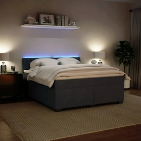 vidaXL Κρεβάτι Boxspring με Στρώμα Σκούρο Γκρι 180x200 εκ. Βελούδινο