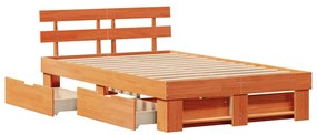 vidaXL Σκελετός Κρεβατιού Καφέ 140 x 190 cm Μασίφ ξύλο πεύκου