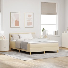 vidaXL Κρεβάτι Box Spring με Στρώμα Κρεμ 140χ200 εκ. Ύφασμα