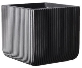 Supergreens Γλάστρα Πήλινη Τετράγωνη ''Stripe'' Γκρι XL 44x44x38 εκ.