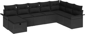 vidaXL Σετ Καναπέ Κήπου με μαξιλάρι 8 pcs Μαύρο Πολυ ράταν
