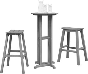 vidaXL Σετ Μπαρ Κήπου 3 pcs Ανοιχτό γκρι HDPE