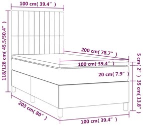 vidaXL Κρεβάτι Boxspring με Στρώμα Ροζ 100x200 εκ. Βελούδινο