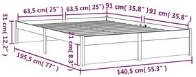 Πλαίσιο Κρεβατιού Μελί 135 x 190 εκ Ξύλο Πεύκου Double - Καφέ