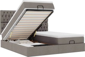 vidaXL Οθωμανικό κρεβάτι με στρώματα Taupe 200x200cm ύφασμα