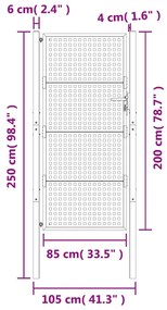 vidaXL Πύλη Κήπου Ανθρακί 105 x 250 εκ. Ατσάλινη