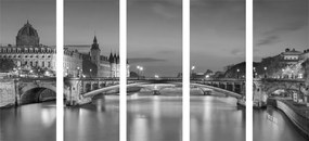Εικόνα 5 τμημάτων Εκθαμβωτικός ορίζοντα του Παρισιού σε ασπρόμαυρο