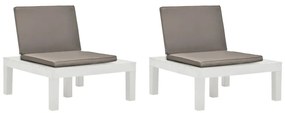 3054424 vidaXL Καρέκλες Κήπου 2 τεμ. Λευκές Πλαστικές με Μαξιλάρια Λευκό, 1 Τεμάχιο