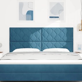 vidaXL LED κεφαλάρι Σκούρο Μπλε 180 cm Βελούδο