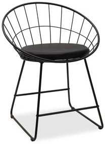 Καρέκλα Seth μέταλλο μαύρο-μαξιλάρι PVC μαύρο 58x50x71 εκ.