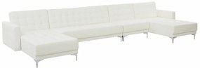 Πολυμορφικός γωνιακός καναπές Berwyn G110, Λειτουργία ύπνου, Άσπρο, 482x168x83cm, Πόδια: Μέταλλο