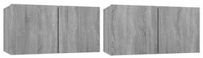 vidaXL Έπιπλα Τηλεόρασης Κρεμαστά 2 τεμ. Γκρι 60x30x30 εκ. Επεξ. Ξύλο