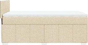 vidaXL Κρεβάτι Boxspring με Στρώμα Κρεμ 90x200 εκ.Υφασμάτινο