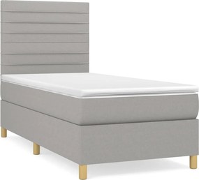 vidaXL Κρεβάτι Boxspring με Στρώμα Ανοιχτό Γκρι 100x200 εκ. Υφασμάτινο