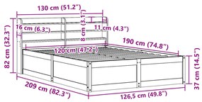 ΠΛΑΙΣΙΟ ΚΡΕΒΑΤΙΟΥ ΜΕ ΚΕΦΑΛΑΡΙ ΛΕΥΚΟ 120X190 ΕΚ. ΜΑΣΙΦ ΠΕΥΚΟΥ 3307102