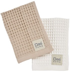 Ποτηρόπανα Πικέ (Σετ 2τμχ) Das Home Kitchen 0800 Ivory-Beige