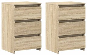 vidaXL Κομοδίνα 2 τεμ. Sonoma Δρυς 40 x 35 x 62,5 εκ. από Επεξ. Ξύλο