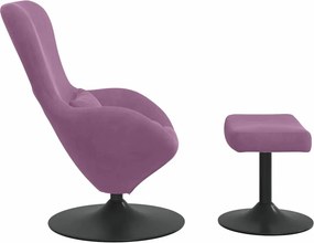 vidaXL Αυγό Καρέκλα με Σκαμνί Μοβ Βελούδο