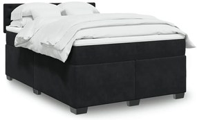 vidaXL Κρεβάτι Boxspring με Στρώμα Μαύρο 140x200 εκ. Βελούδινο