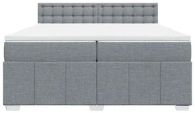 vidaXL Κρεβάτι Boxspring με Στρώμα Ανοιχτό Γκρι 200x200 εκ. Υφασμάτινο