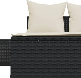 vidaXL Ξαπλώστρα Διπλή Μαύρη από Συνθετικό Ρατάν με Μαξιλάρια