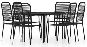 vidaXL Σετ Τραπεζαρίας Κήπου 7 Τεμαχίων Μαύρο