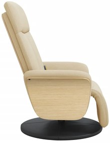 vidaXL Πολυθρόνα Μασάζ Ανακλινόμενη με Υποπόδιο Κρεμ Υφασμάτινη