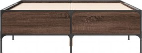 vidaXL Πλαίσιο Κρεβατιού Καφέ Δρυς 150x200 εκ. Επεξ. Ξύλο &amp; Μέταλλο