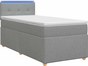 vidaXL Κρεβάτι box spring με στρώμα Ανοιχτό γκρι 90 x 190 cm Ύφασμα