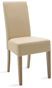 Καρέκλα Ditta PU εκρού- πόδι μασίφ ξύλο sonoma Υλικό: PU - SOLID WOOD BEECH 047-000030