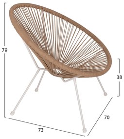 ΠΟΛΥΘΡΟΝΑ ACAPULCO Τ. ΦΩΛΙΑ ΜΕΤΑΛΛΟ ΛΕΥΚΟ ΜΕ TWISTED WICKER  70x73x79 εκ.