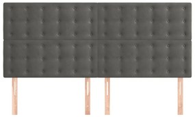 vidaXL Κεφαλάρια Κρεβατιού 4 τεμ.Σκούρο Γκρι 100x5x78/88 εκ. Βελούδινο
