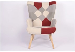 Πολυθρόνα ArteLibre BRIAR Μπορντό/Γκρι Patchwork Ύφασμα/Ξύλο 73x69x96cm