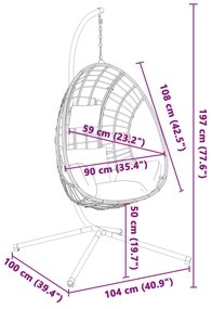 Πολυθρόνα Egg Κρεμαστή με Βάση Μπεζ Συνθ. Ρατάν / Ατσάλι - Μπεζ