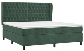 Κρεβάτι Boxspring με Στρώμα Σκούρο Πράσινο 180x200εκ. Βελούδινο - Πράσινο