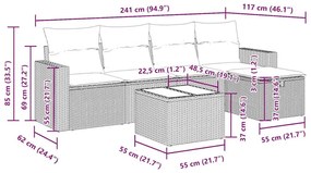 Σετ Καναπέ Κήπου 6 τεμ. Μπεζ Συνθετικό Ρατάν με Μαξιλάρια - Μπεζ