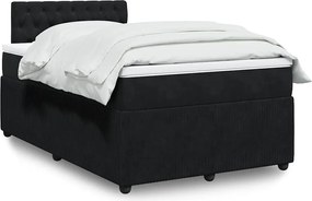 vidaXL Κρεβάτι Boxspring με Στρώμα Μαύρο 120 x 200 εκ. Βελούδινο