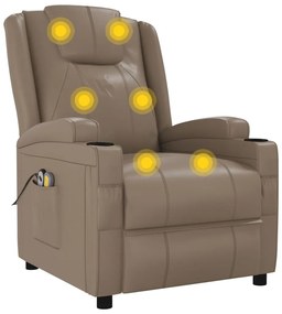 vidaXL Πολυθρόνα Μασάζ Ανακλινόμενη Καπουτσίνο Συνθ. Δέρμα