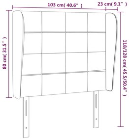 Κεφαλάρι με Πτερύγια Μαύρο 103x23x118/128 εκ. Βελούδινο 3118000